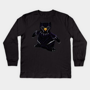 Black Panther Penguin Mashup Kids Long Sleeve T-Shirt
